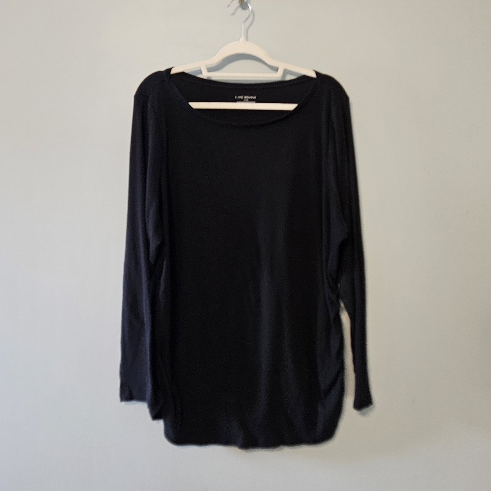 Lane Bryant Black Long-Sleeve Scoop Neck Tee